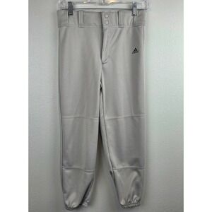Adidas Climalite Kids Baseball Pants Grey Youth Medium Double Knee Elastic Hem